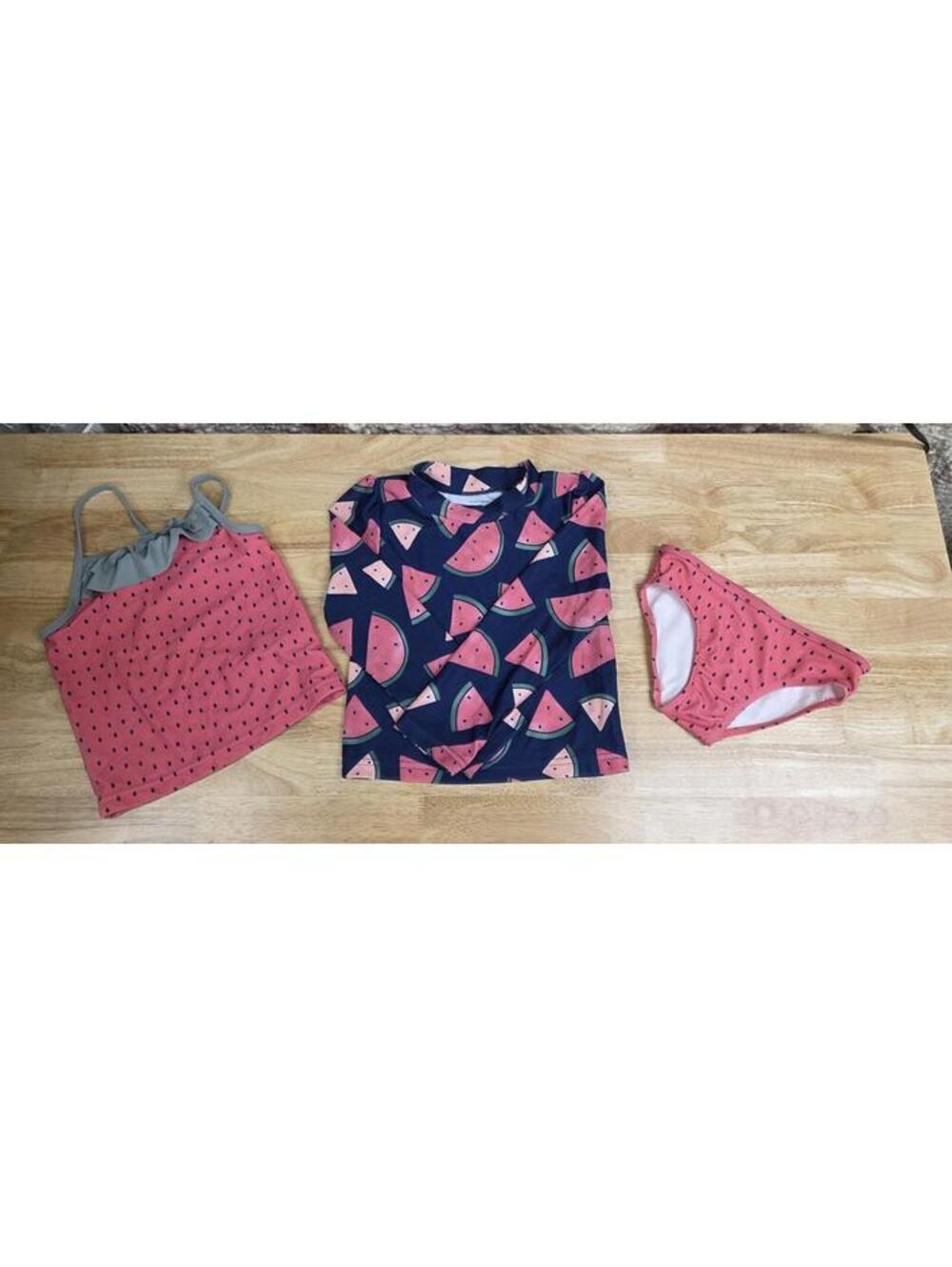 SIMPLE JOYS BY CARTER’S GIRLS RASHGUARD SWIM SET WATERMELON SIZE 5T